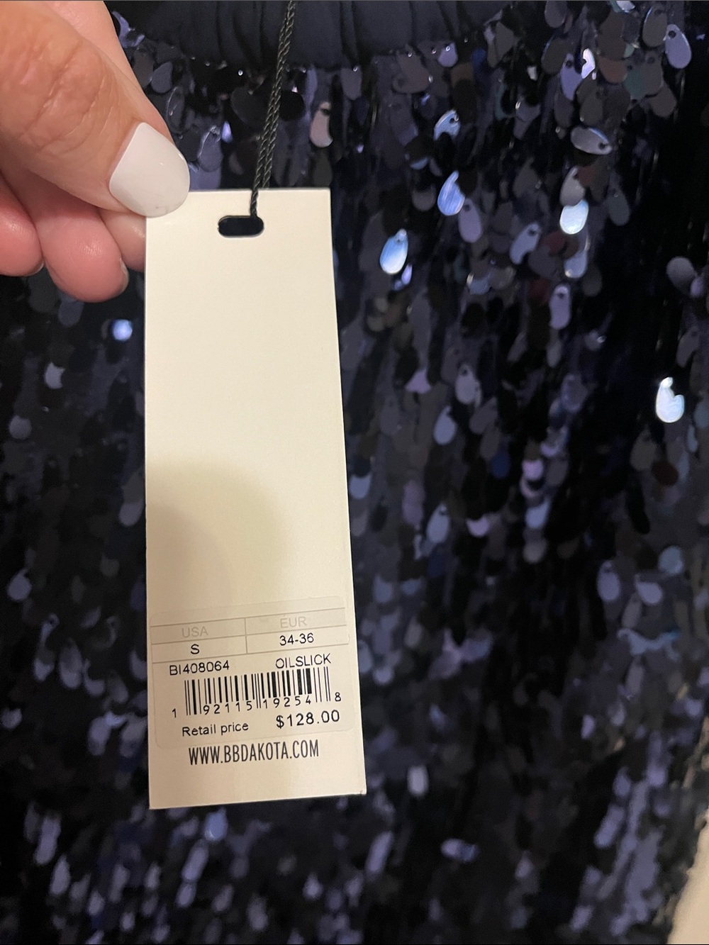 BB Dakota Women’s Navy One-Shoulder Sequin Party Dress - Picture 2 of 4